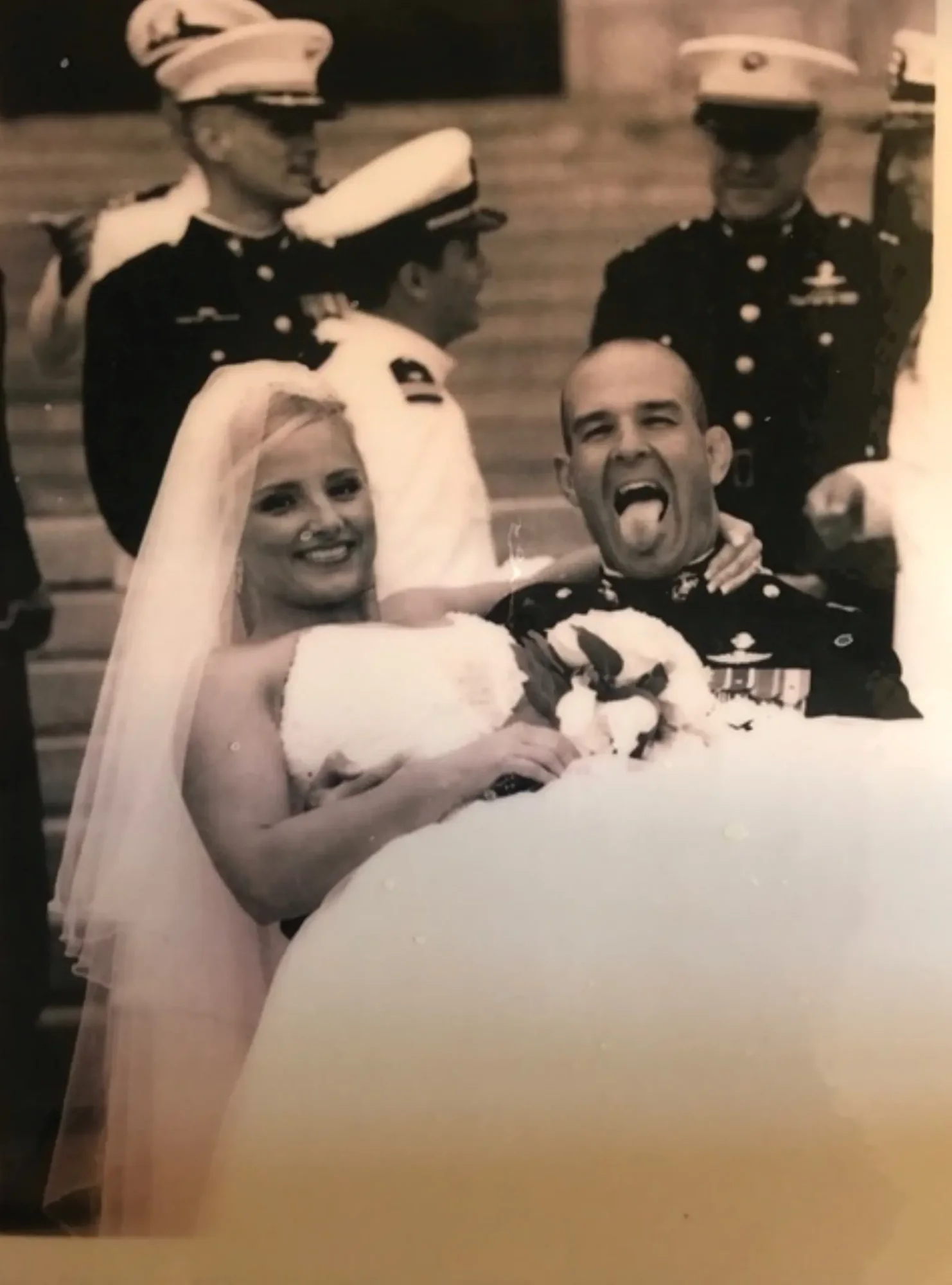Pam and Maj Douglas Zembiec ’95, USMC, were married 30 April 2005. Pam Zembiec found strength writing about her experiences and works with other military widows to help them tell their stories.