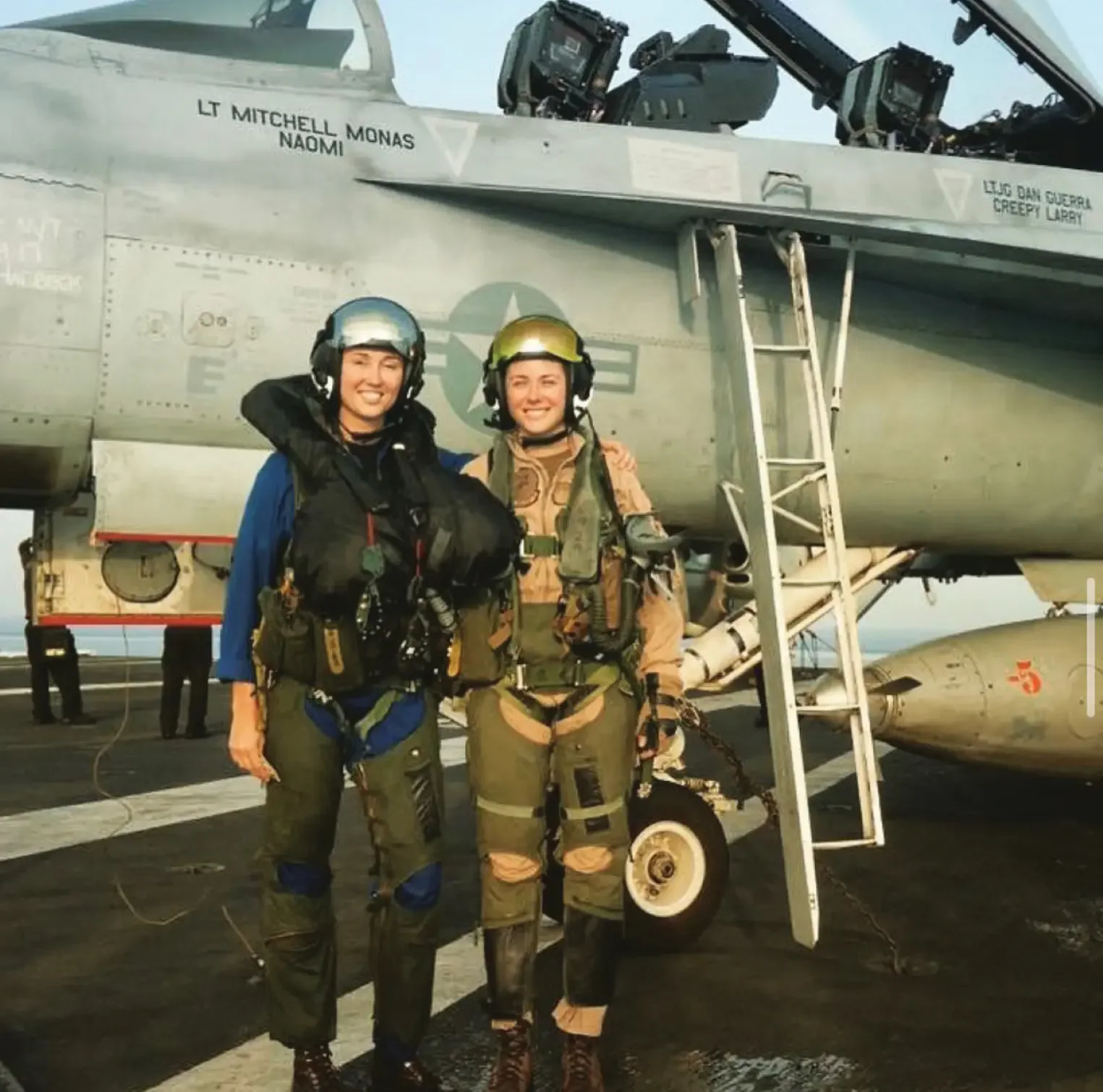 Ashley Pelzek ’06 (left) onboard George H.W. Bush in the Arabian Gulf in 2017 during Operation Inherent Resolve alongside LT Emily (King) Rixey ’12, USN.